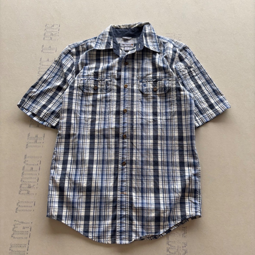 Blue Plaid Carhartt Button Up T-shirt